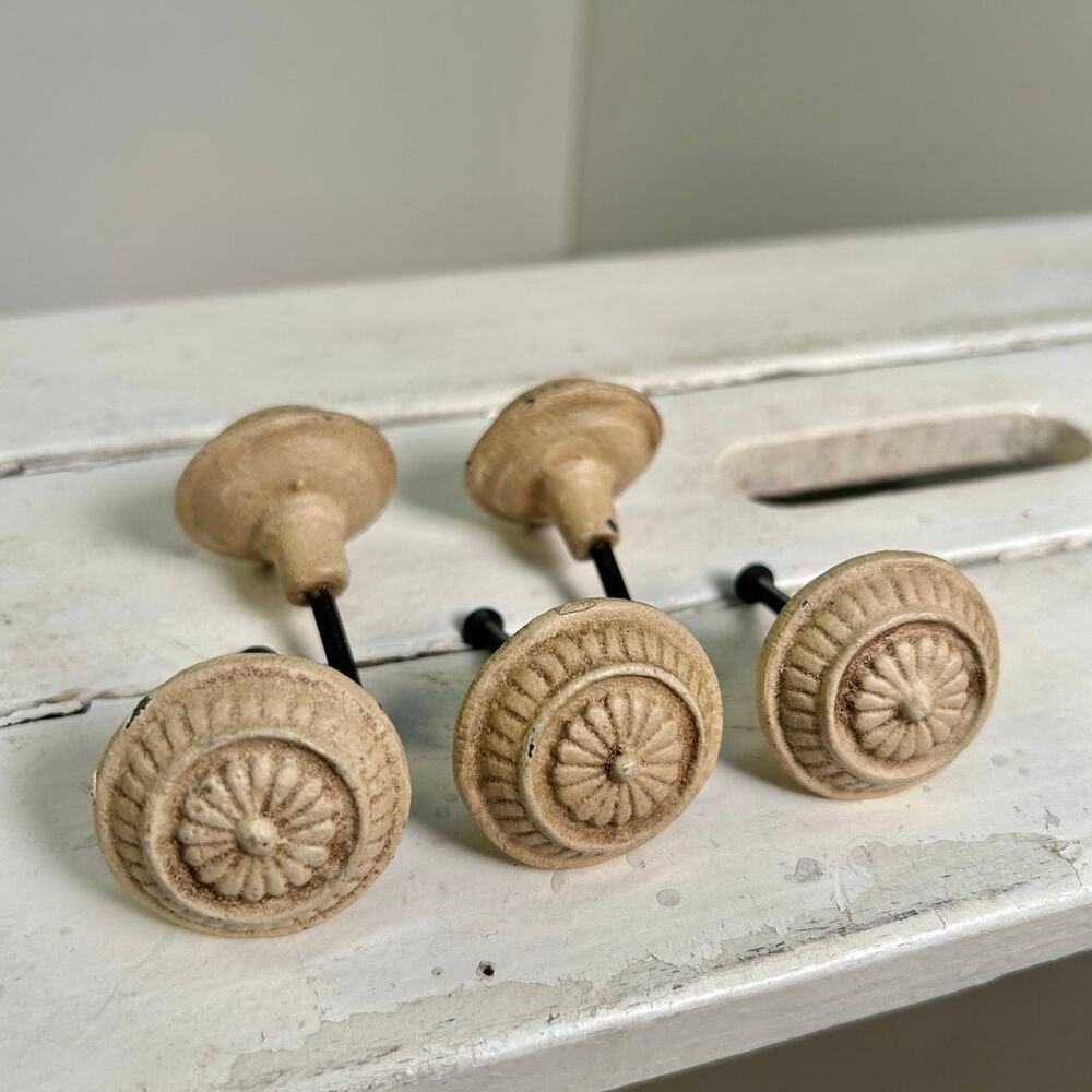 Cast Iron cabinet hardware Shabby vintage style drawer knob - pull, set of TWO